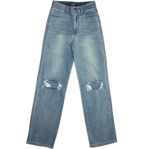 KATIE J NEW YORK Bottoms | Denim On Denim-MONTANA WIDE LEG RIPPED JEANS