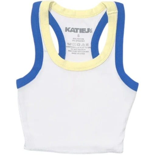 KATIE J NEW YORK Tops | Camp Outfits-MULTI TRIM LIVI RIBBED TANK TOP