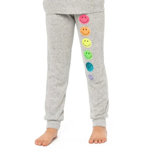 MALIBU SUGAR Bottoms | Neon-NEON SEQUIN SMILEY FACE HACCHI SWEATPANTS