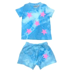 FIREHOUSE Bottoms | Tops-NEON STARS CLOUD WASH TSHIRT AND SHORTS SET