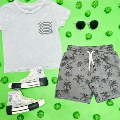 BOY FEATHER 4 ARROW Bottoms | Bottoms-PALM TREES LOW TIDE SHORTS