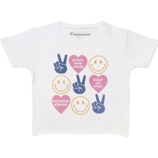 PRINCE PETER Tops | Hearts-PEACE LOVE SMILE CROP TSHIRT