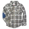 BOY APPAMAN Tops-PLAID FLANNEL BUTTON DOWN TOP