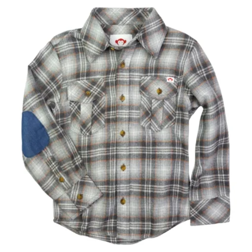 BOY APPAMAN Tops-PLAID FLANNEL BUTTON DOWN TOP
