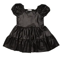LITTLE MASS Dresses-PLEATHER PUFF SHOULDER RUFFLE DRESS