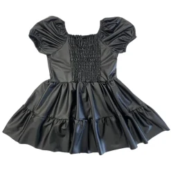 LITTLE MASS Dresses-PLEATHER PUFF SHOULDER RUFFLE DRESS