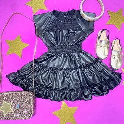 FLOWERS BY ZOE Dresses | Dresses-PLEATHER SMOCKED DRESS