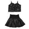 FLOWERS BY ZOE Bottoms | Tops-PLEATHER TANK TOP AND RUFFLE SKIRT SET