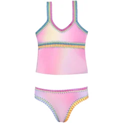 PQ KIDS Swim-RAINBOW EMBROIDERED TIE DYE TWO PIECE TANKINI