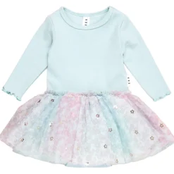 HUXBABY Dresses | Rainbow-RAINBOW FLOWER RIB LONG SLEEVE BALLET DRESS