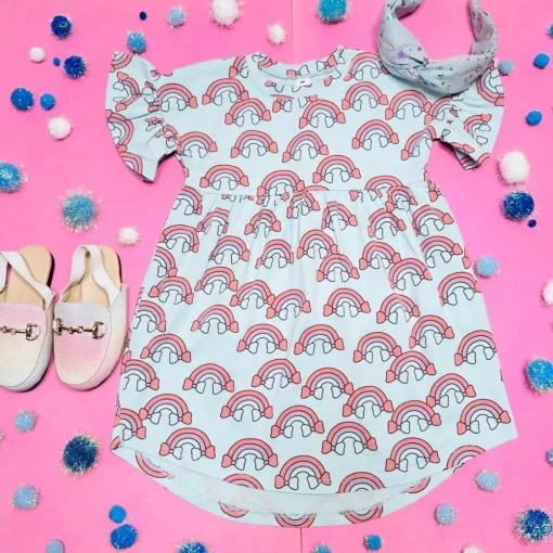 HUXBABY Dresses | Dresses-RAINBOW FRILL DRESS