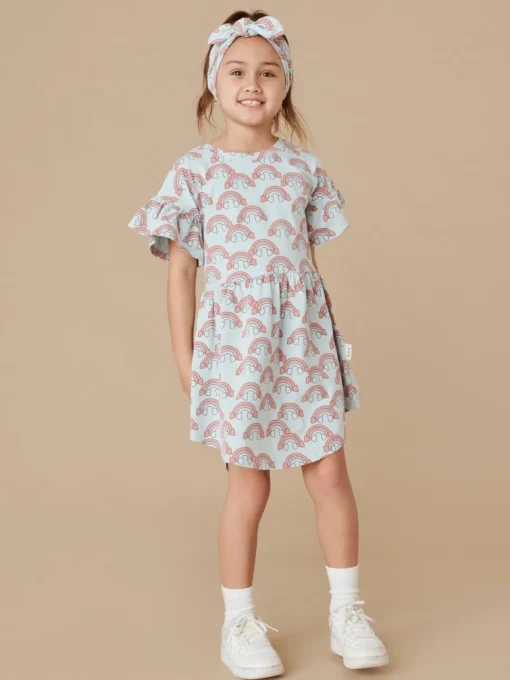 HUXBABY Dresses | Dresses-RAINBOW FRILL DRESS