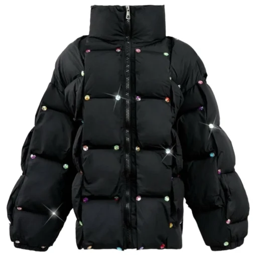 LOLA AND THE BOYS Outerwear-RAINBOW GEM GUILTED PUFFER JACKET