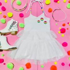 FLOWERS BY ZOE Dresses | Neon-RAINBOW SMILEY TUTU DRESS W/ BEADS