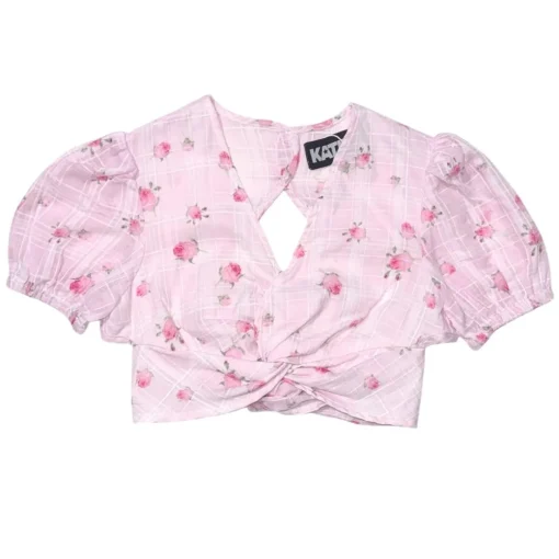KATIE J NEW YORK Tops | Spring Florals-ROSEBUD PLAID JULIETTE TOP