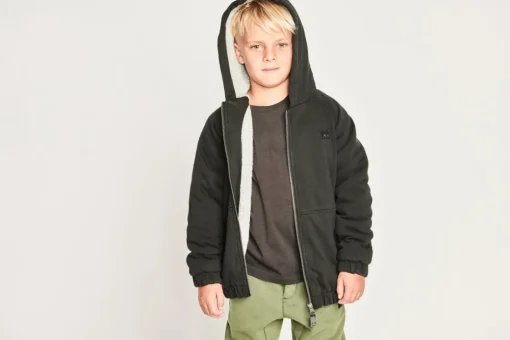BOY MUNSTER KIDS Outerwear-RUGGED SHERPA ZIP UP HOODIE JACKET