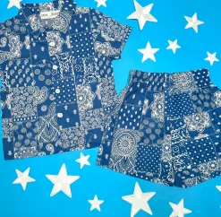 BOY MINI DREAMERS Bottoms | Tops-RYDER BANDANA BUTTON DOWN AND SHORTS SET