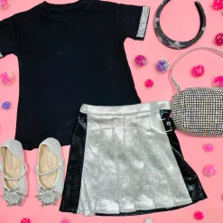 MIA NEW YORK Bottoms-SCHOOLGIRL PLEATED METALLIC SKIRT