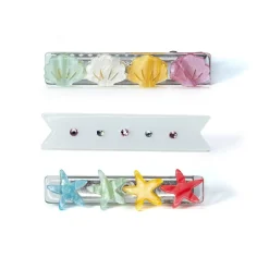 LILIES u0026 ROSES Clips / Headbands-SEASHELLS PEARLIZED ALLIGATOR CLIPS (SET OF 3)