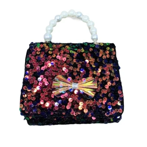 MINI DREAMERS Backpacks / Purses | Sequin & Sparkle✨-SEQUIN BOW PEARL PURSE