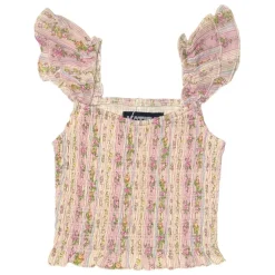 KATIE J NEW YORK Tops | Spring Florals-SHABBY FLORAL STRIPE JOANNA TOP
