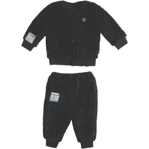 BOY NUNUNU Outerwear | Bottoms-SHERPA FUZZY CARDIGAN AND SWEATPANTS SET