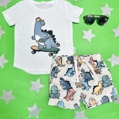 BOY HUXBABY Tops | Tops-SKATIN DINO TSHIRT