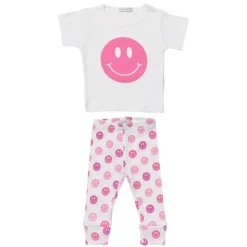 MISH MISH Bottoms | Tops-SMILEY FACE TSHIRT AND LEGGINGS SET