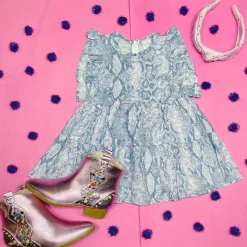 LITTLE MASS Dresses-SNAKESKIN RUFFLE DRESS
