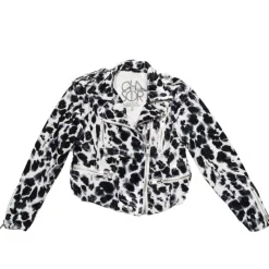 CHASER KIDS Outerwear | Leopard-SNOW LEOPARD VELVET MOTO JACKET