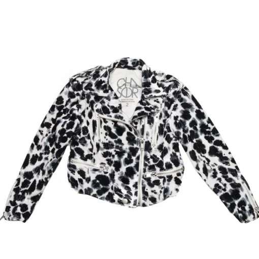 CHASER KIDS Outerwear | Leopard-SNOW LEOPARD VELVET MOTO JACKET