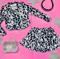 CHASER KIDS Outerwear | Leopard-SNOW LEOPARD VELVET MOTO JACKET