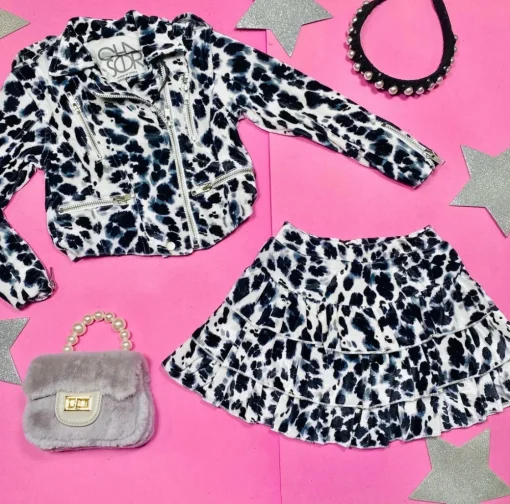 CHASER KIDS Outerwear | Leopard-SNOW LEOPARD VELVET MOTO JACKET