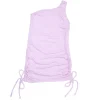 FLOWERS BY ZOE Dresses-SOLID RIBBED ONE SIDED RUCHED TIE DRESS