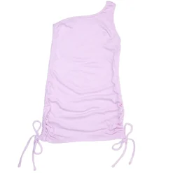 FLOWERS BY ZOE Dresses-SOLID RIBBED ONE SIDED RUCHED TIE DRESS