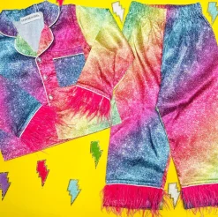 MINI DREAMERS Bottoms | Tops-SPARKLE FEATHER TWO PIECE SETS