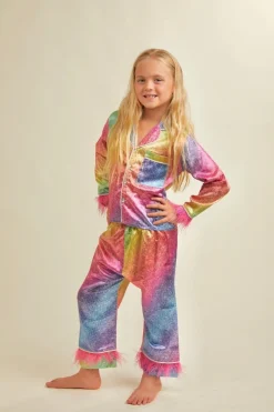 MINI DREAMERS Bottoms | Tops-SPARKLE FEATHER TWO PIECE SETS
