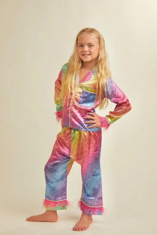MINI DREAMERS Bottoms | Tops-SPARKLE FEATHER TWO PIECE SETS