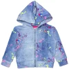 TEREZ Outerwear | Denim On Denim-SPLATTER DENIM ZIP UP HOODIE