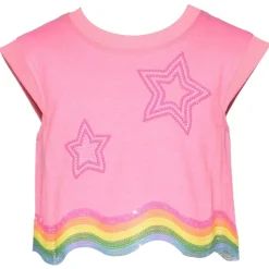 SARA SARA Tops | Stars-STARS & SEQUIN WAVY CROP TOP
