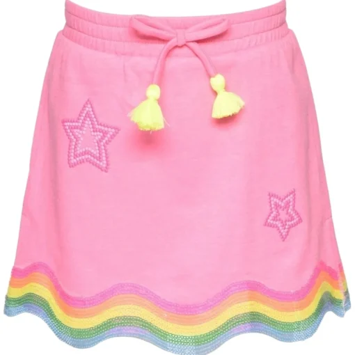 SARA SARA Bottoms | Stars-STARS & SEQUIN WAVY TRIM SKIRT
