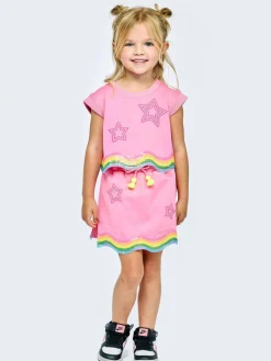 SARA SARA Bottoms | Stars-STARS & SEQUIN WAVY TRIM SKIRT