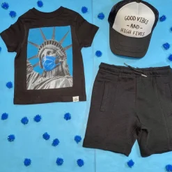 BOY KID DANGEROUS Tops | America 🇺🇸-STATUE OF LIBERTY MASK TSHIRT