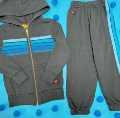 BOY AVIATOR NATION KIDS Outerwear | America 🇺🇸-5 STRIPE ZIP UP HOODIE