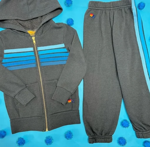 BOY AVIATOR NATION KIDS Outerwear | America 🇺🇸-5 STRIPE ZIP UP HOODIE
