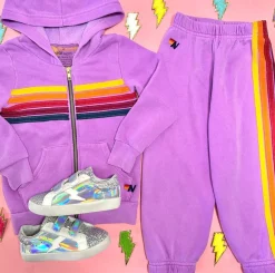 AVIATOR NATION KIDS Outerwear | Neon-5 STRIPE ZIP UP HOODIE