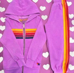 AVIATOR NATION KIDS Outerwear | Neon-5 STRIPE ZIP UP HOODIE