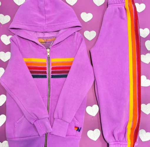 AVIATOR NATION KIDS Outerwear | Neon-5 STRIPE ZIP UP HOODIE