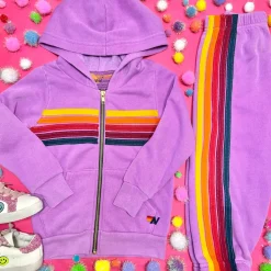 AVIATOR NATION KIDS Outerwear | Neon-5 STRIPE ZIP UP HOODIE