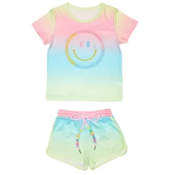 MINI DREAMERS Tops | Bottoms-SUNSET SMILEY OMBRÉ TOP AND SHORTS SET